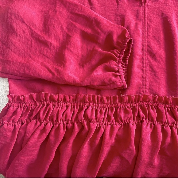 Loft Burgundy Flowy Blouse With Peplum - Picture 4 of 5